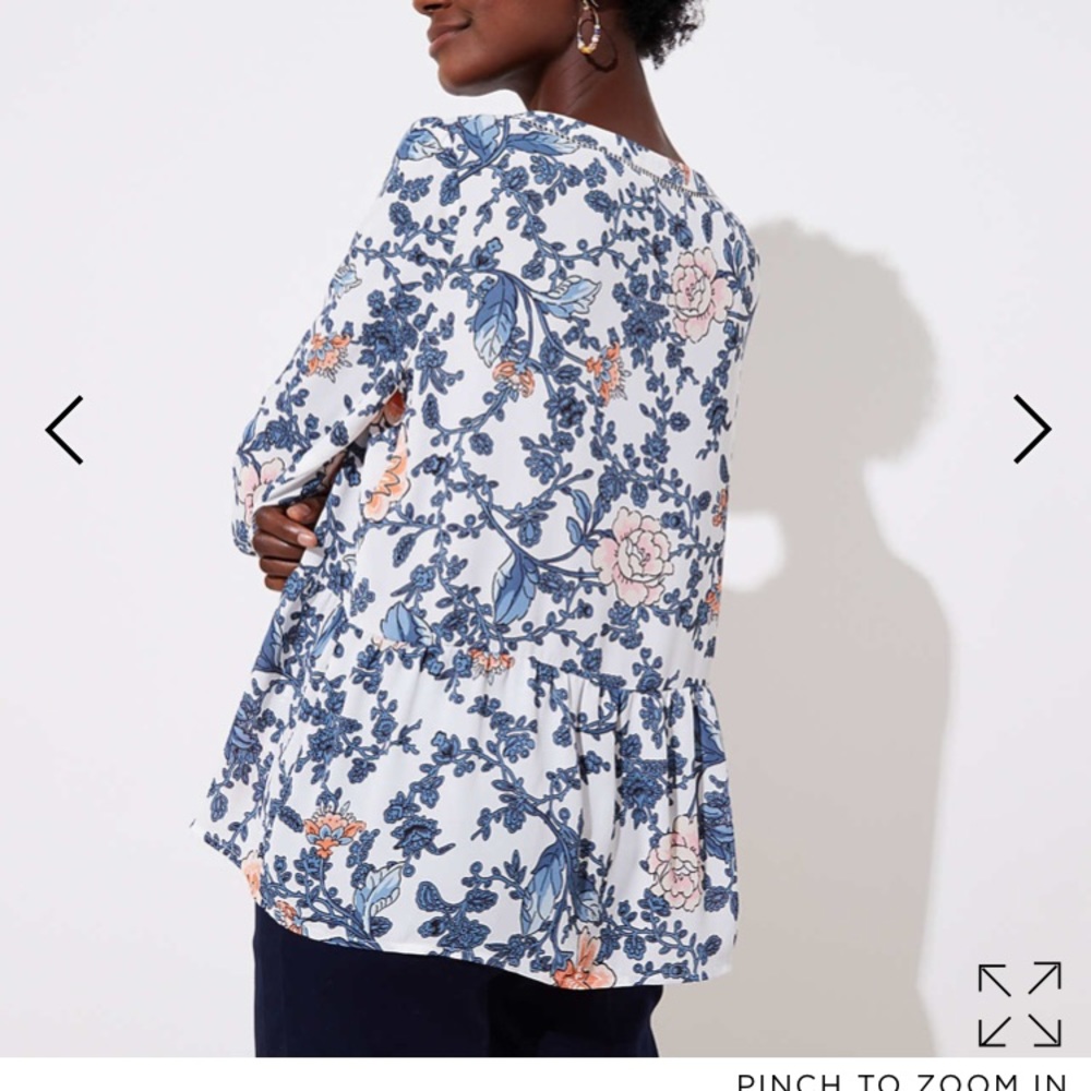LOFT Floral Cutout Peplum Blouse